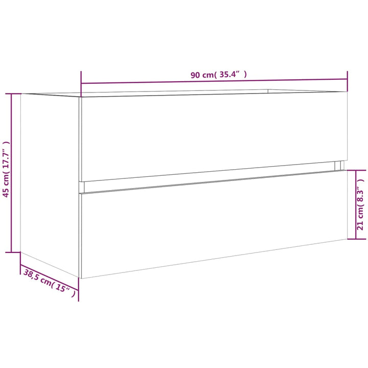 underskab 90x38,5x45 cm konstrueret træ brun egetræ