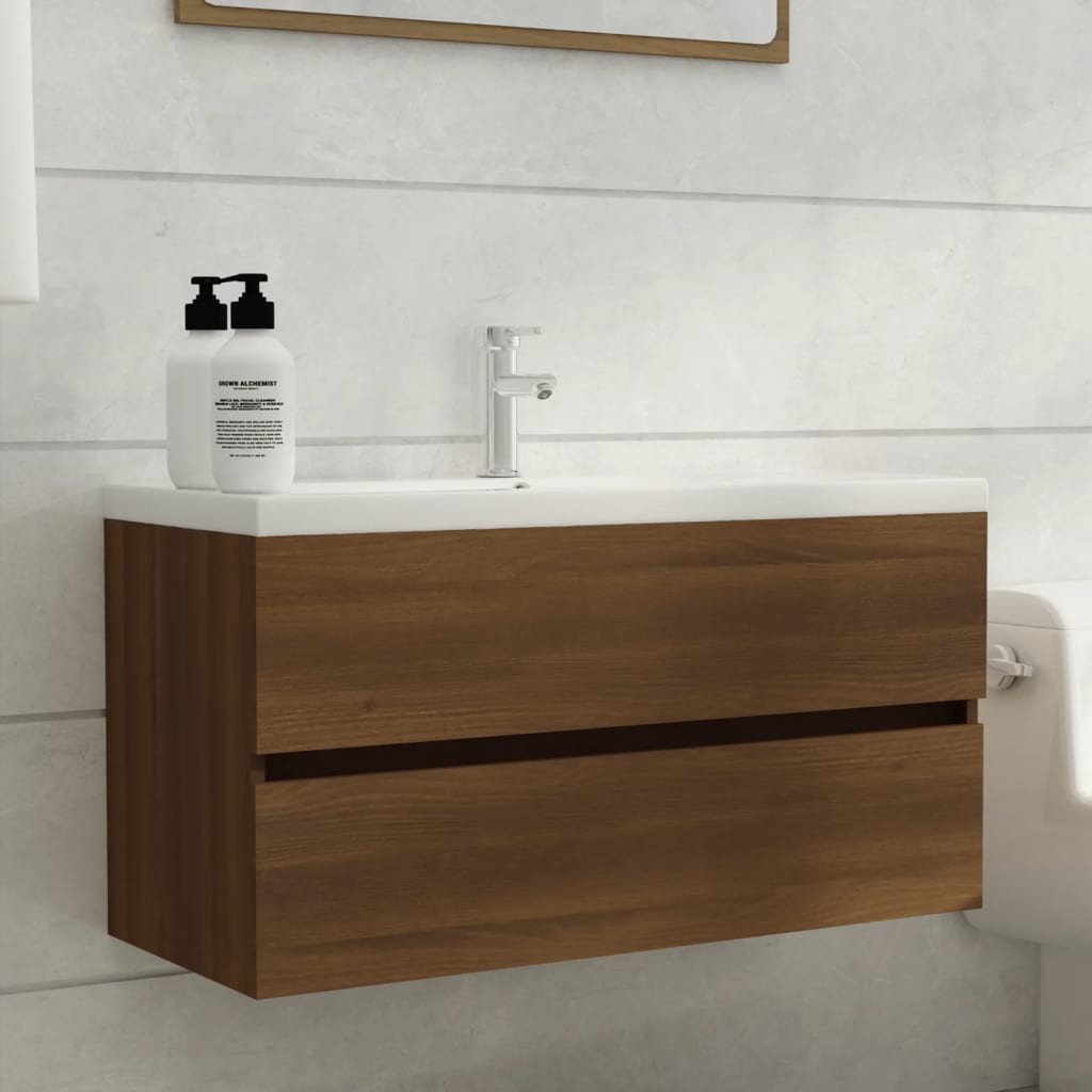 underskab 90x38,5x45 cm konstrueret træ brun egetræ