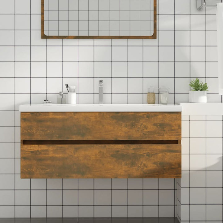 badeværelsesskab 100x38,5x45 cm konstrueret træ røget egetræ