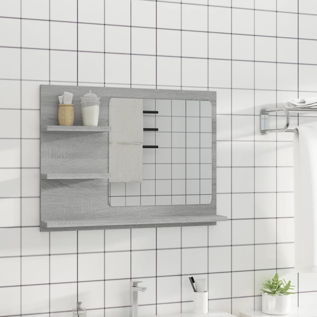 badeværelsesspejl 60x10,5x45 cm konstrueret træ grå sonoma-eg