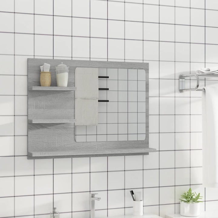 badeværelsesspejl 60x10,5x45 cm konstrueret træ grå sonoma-eg