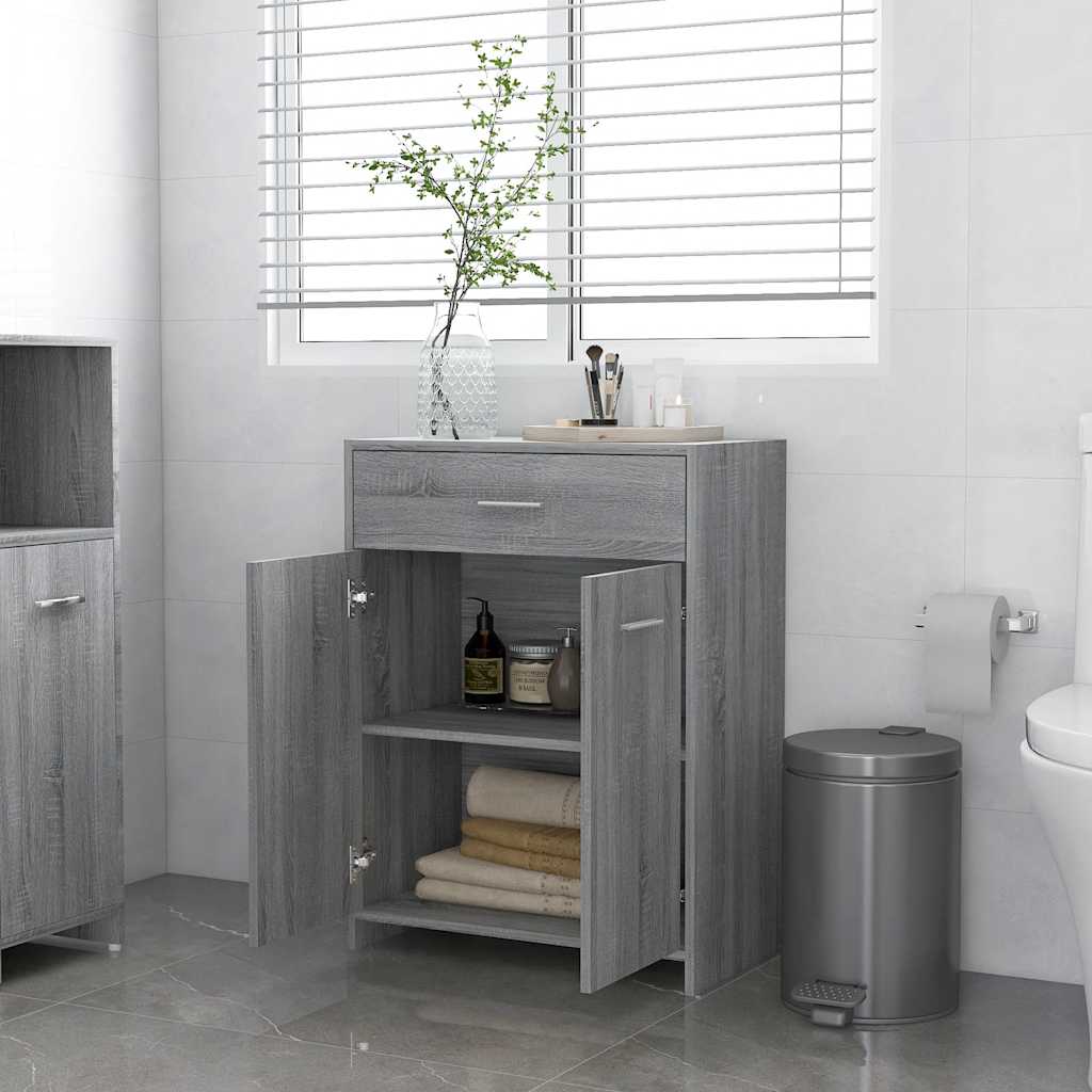 badeværelsesskab 60x33x80 cm konstrueret træ grå sonoma-eg