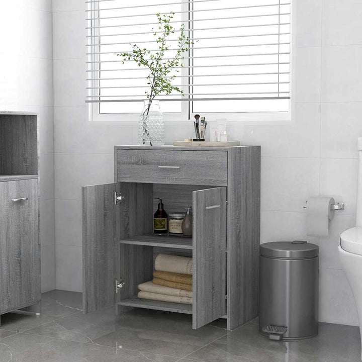 badeværelsesskab 60x33x80 cm konstrueret træ grå sonoma-eg