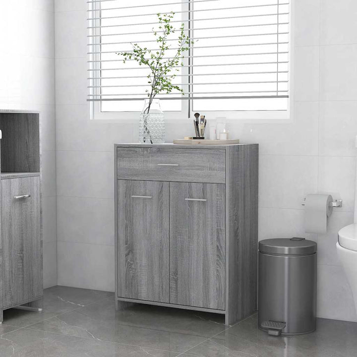 badeværelsesskab 60x33x80 cm konstrueret træ grå sonoma-eg