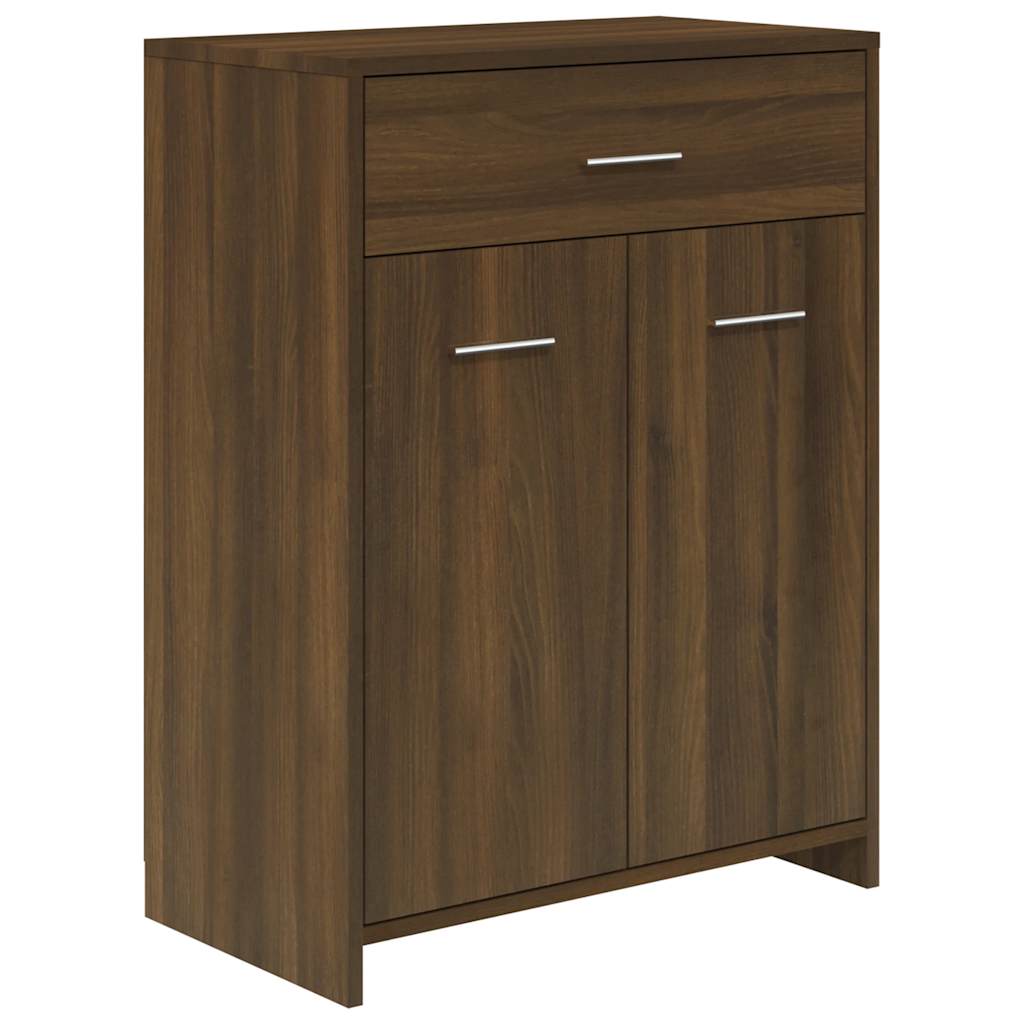 badeværelsesskab 60x33x80 cm konstrueret træ brun egetræsfarve