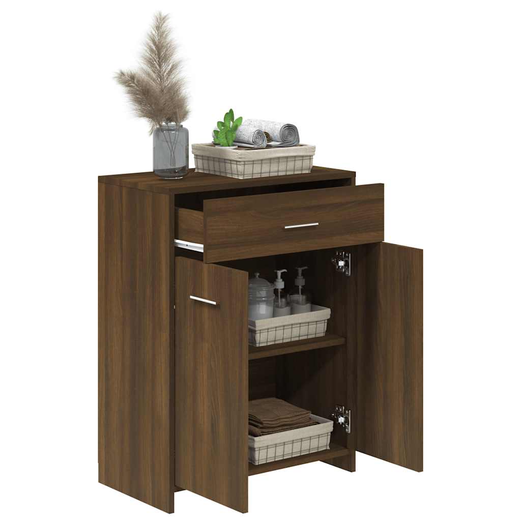 badeværelsesskab 60x33x80 cm konstrueret træ brun egetræsfarve