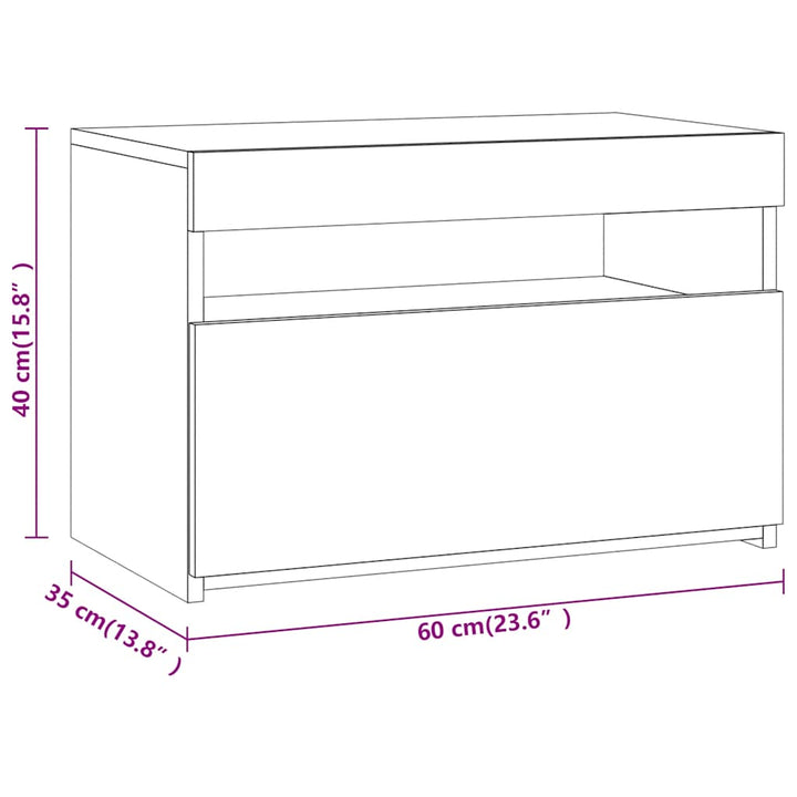 tv-bord med LED-lys 60x35x40 cm grå sonoma-eg