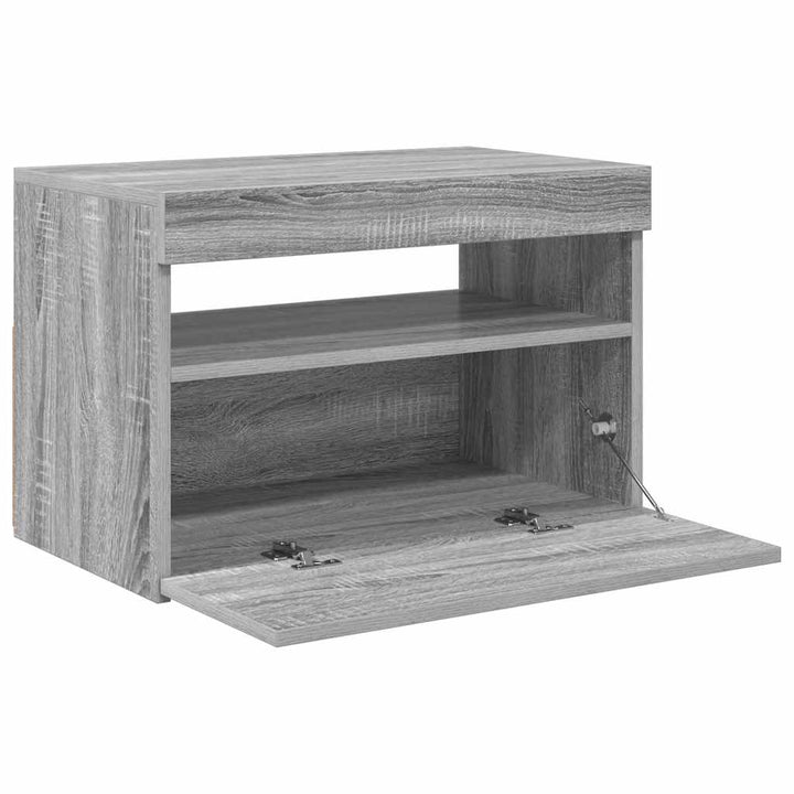 tv-bord med LED-lys 60x35x40 cm grå sonoma-eg