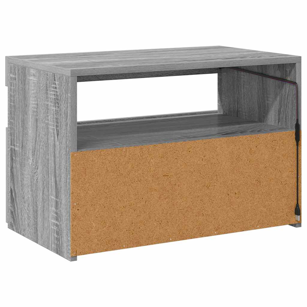 tv-bord med LED-lys 60x35x40 cm grå sonoma-eg