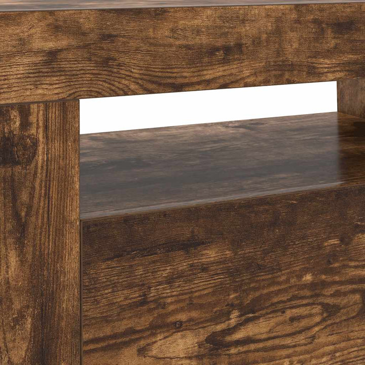 tv-bord med LED-lys 120x35x40 cm røget egetræsfarve