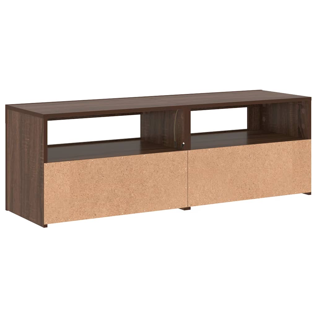 tv-bord med LED-lys 120x35x40 cm brun egetræsfarve