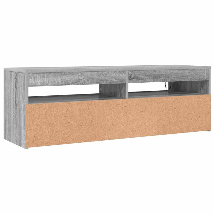 tv-bord med LED-lys 120x35x40 cm grå sonoma-eg