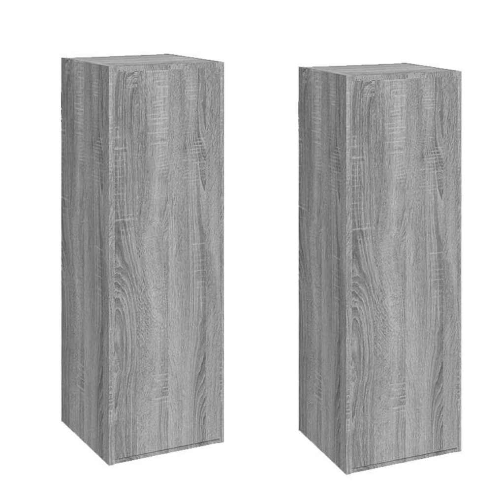tv-skabe 2 stk. 30,5x30x90 cm konstrueret træ grå sonoma-eg