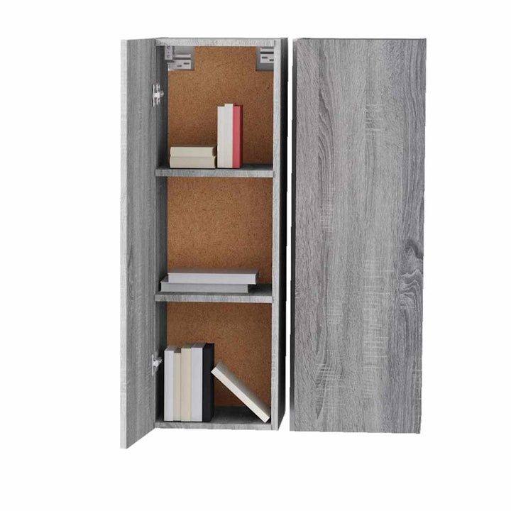 tv-skabe 2 stk. 30,5x30x90 cm konstrueret træ grå sonoma-eg