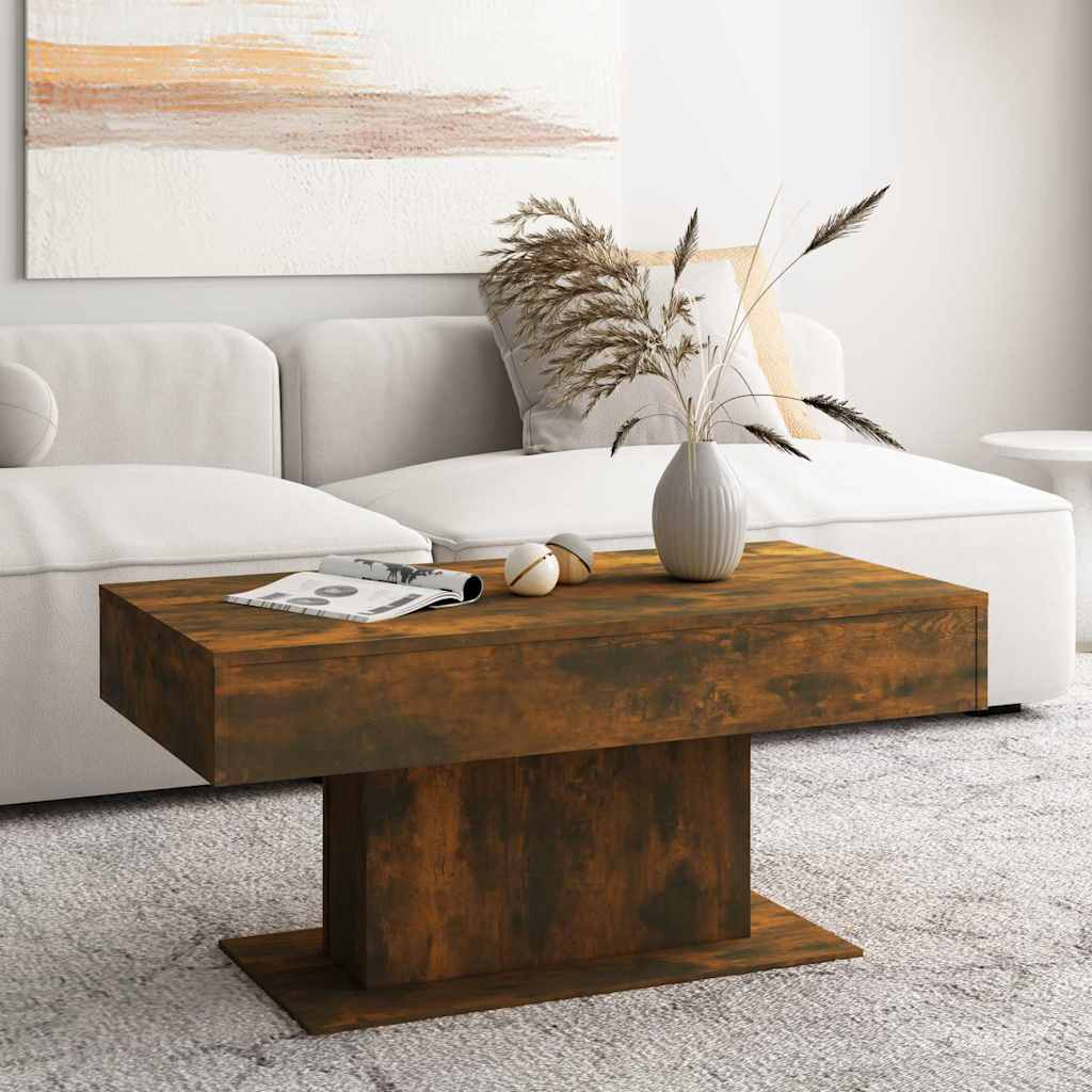 sofabord 96x50x45 cm konstrueret træ røget egetræsfarve