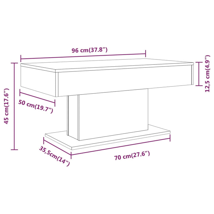 sofabord 96x50x45 cm konstrueret træ røget egetræsfarve