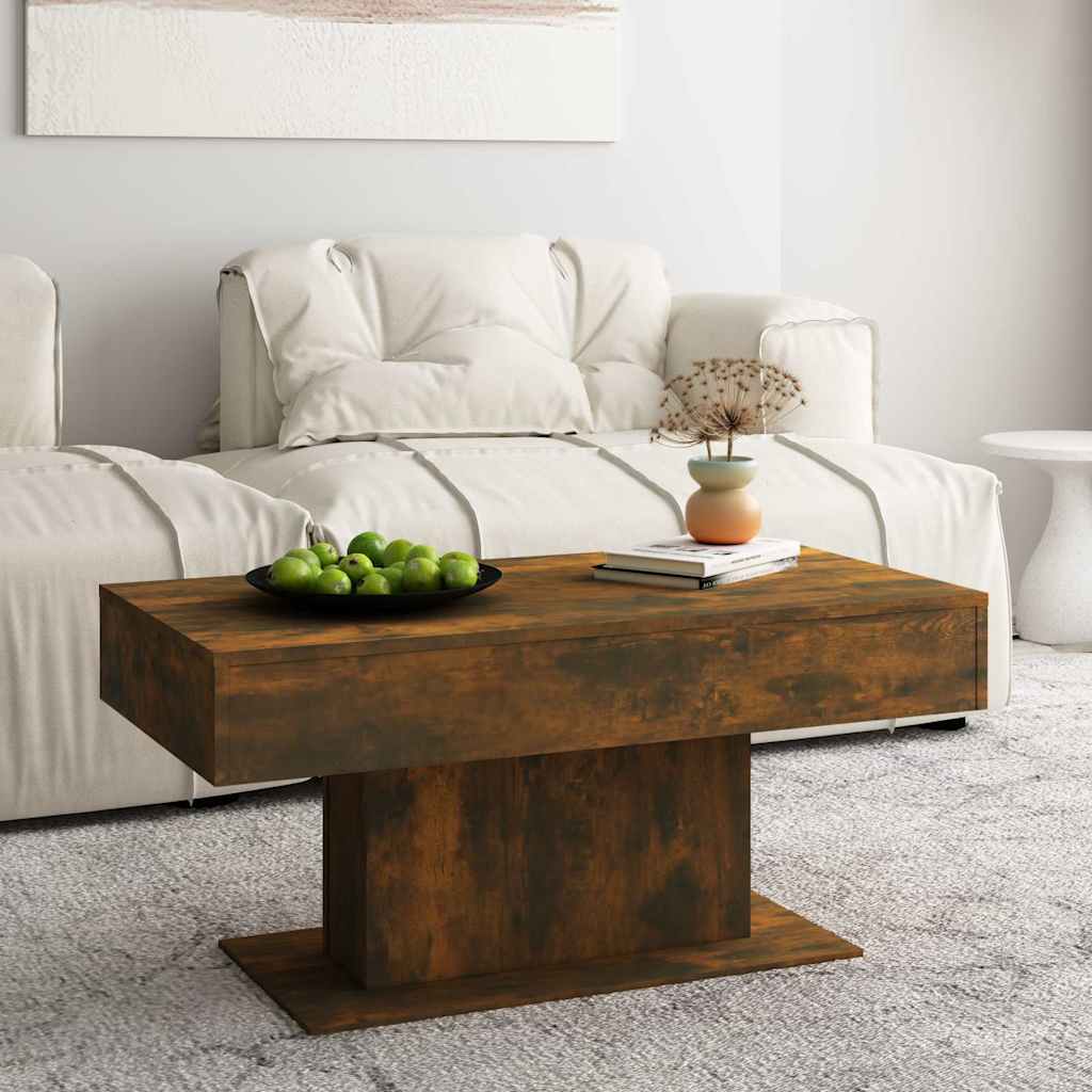 sofabord 96x50x45 cm konstrueret træ røget egetræsfarve