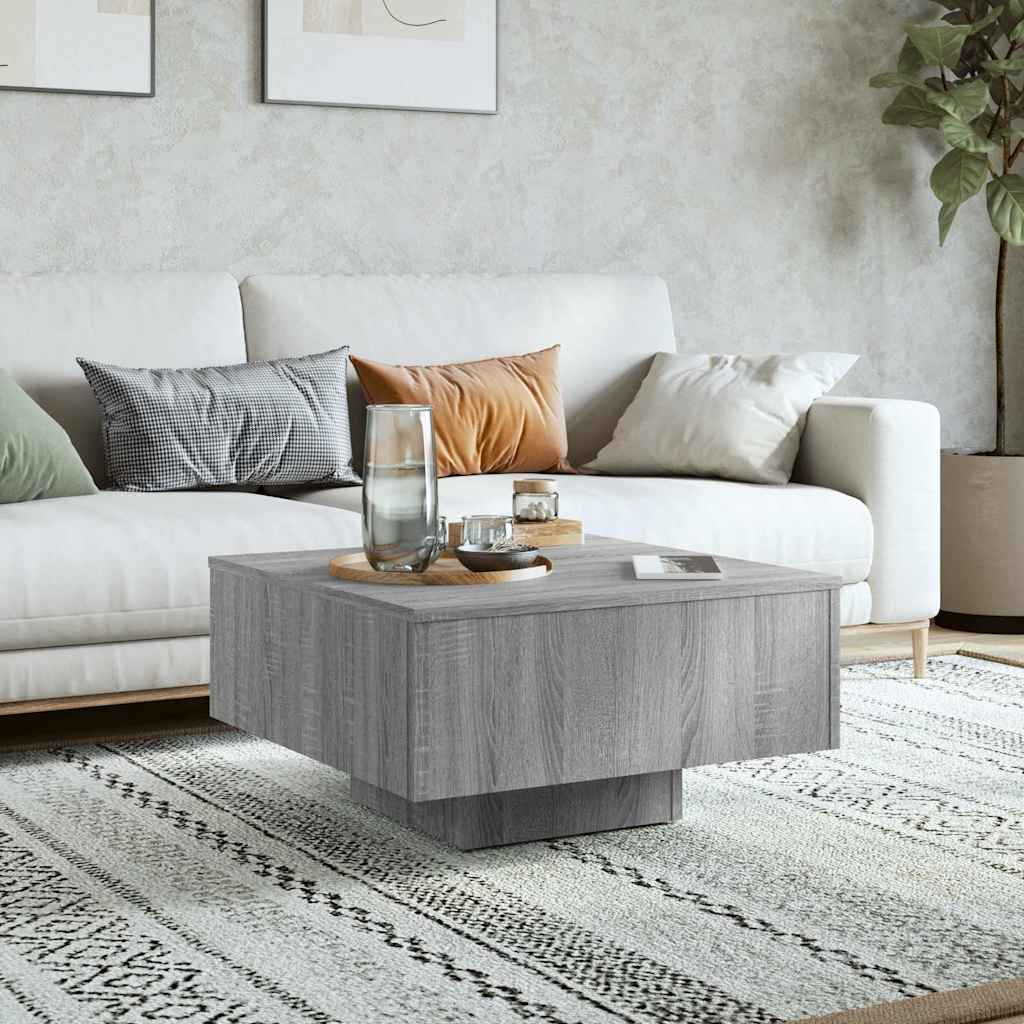 sofabord 60x60x31,5 cm konstrueret træ grå sonoma-eg