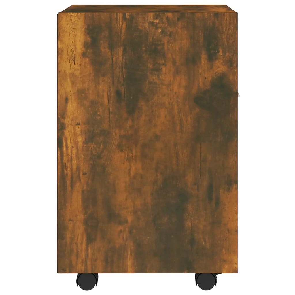 skab med hjul 33x38x60 cm konstrueret træ røget eg