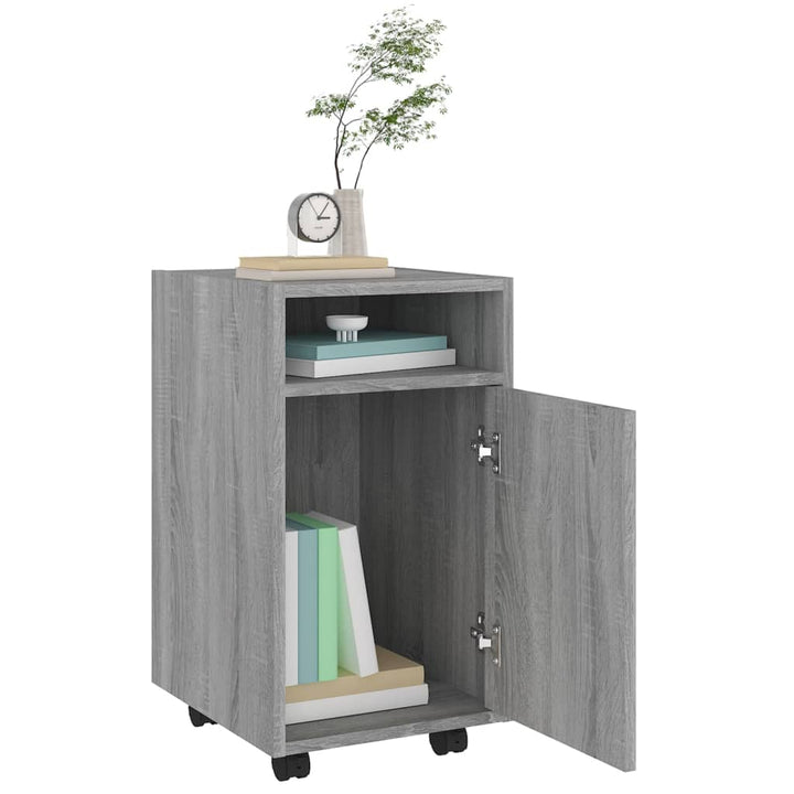 skab med hjul 33x38x60 cm konstrueret træ grå sonoma-eg
