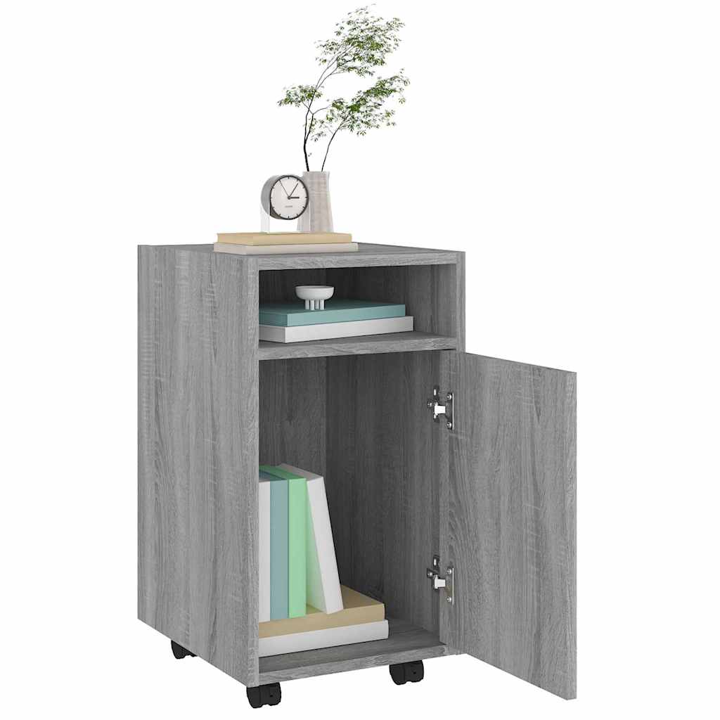 skab med hjul 33x38x60 cm konstrueret træ grå sonoma-eg