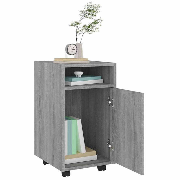 skab med hjul 33x38x60 cm konstrueret træ grå sonoma-eg