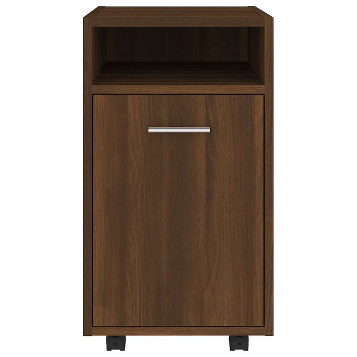 skab med hjul 33x38x60 cm konstrueret træ brun egetræsfarve