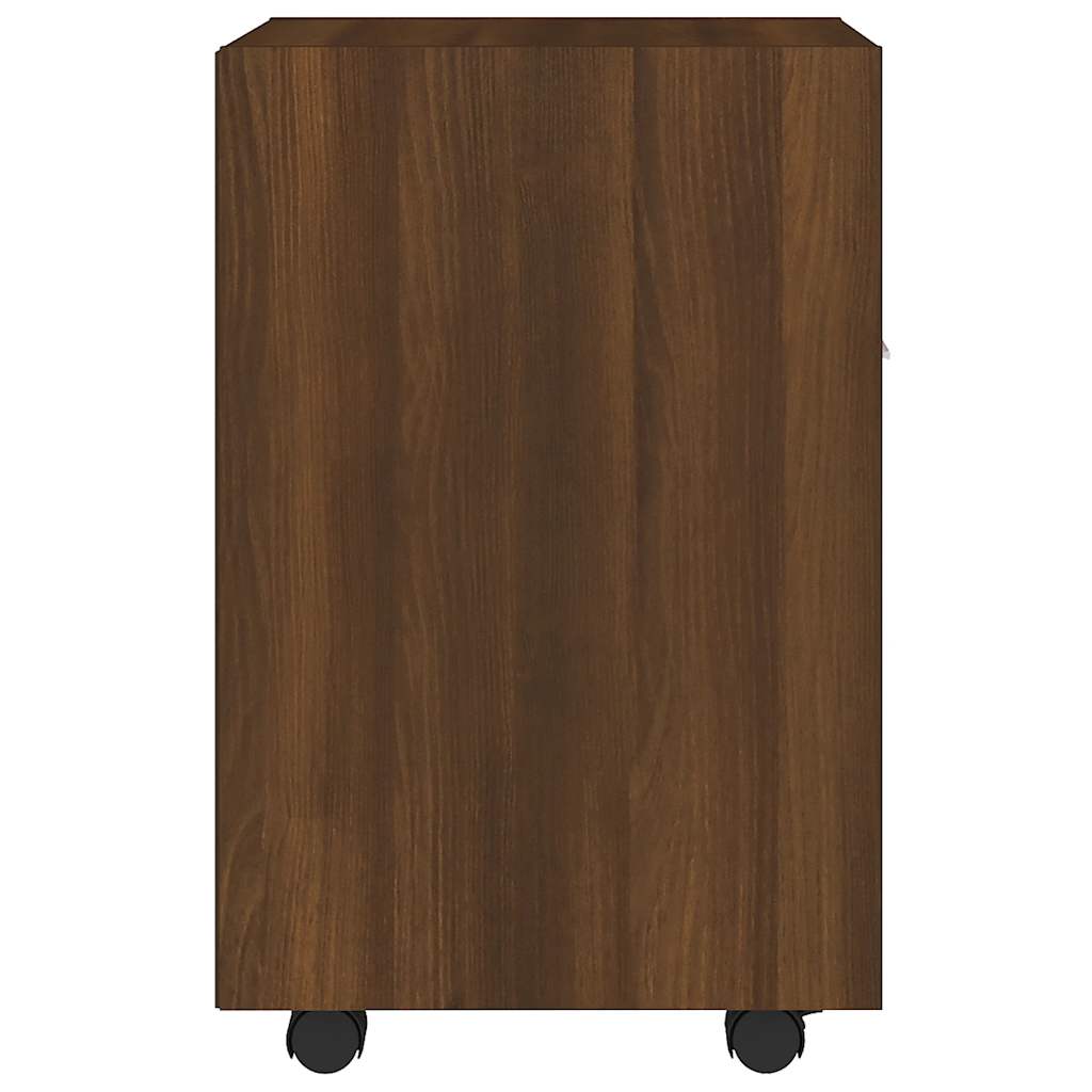 skab med hjul 33x38x60 cm konstrueret træ brun egetræsfarve