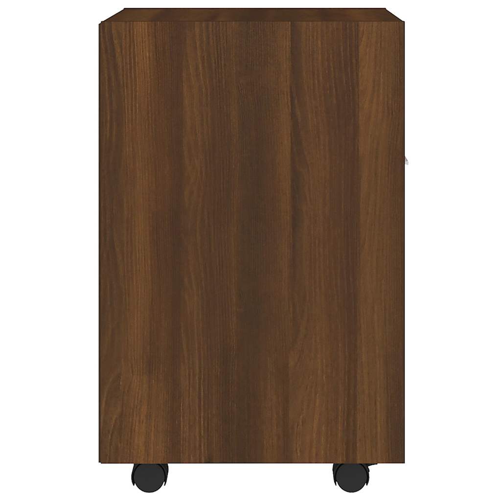 skab med hjul 33x38x60 cm konstrueret træ brun egetræsfarve