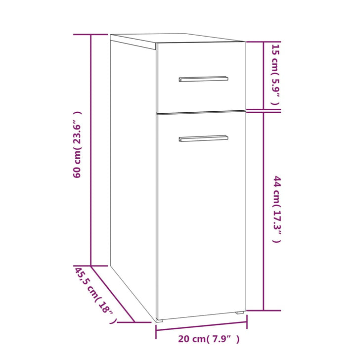 udtræksskab 20x45,5x60 cm konstrueret træ røget egetræsfarve