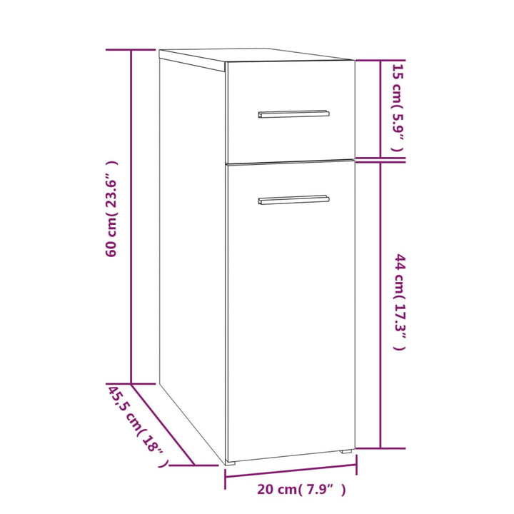 udtræksskab 20x45,5x60 cm konstrueret træ grå sonoma-eg