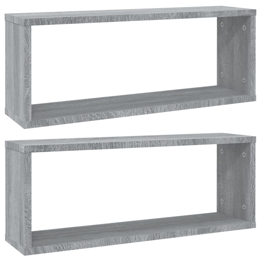 væghylder 2 stk. 60x15x23 cm konstrueret træ grå sonoma-eg
