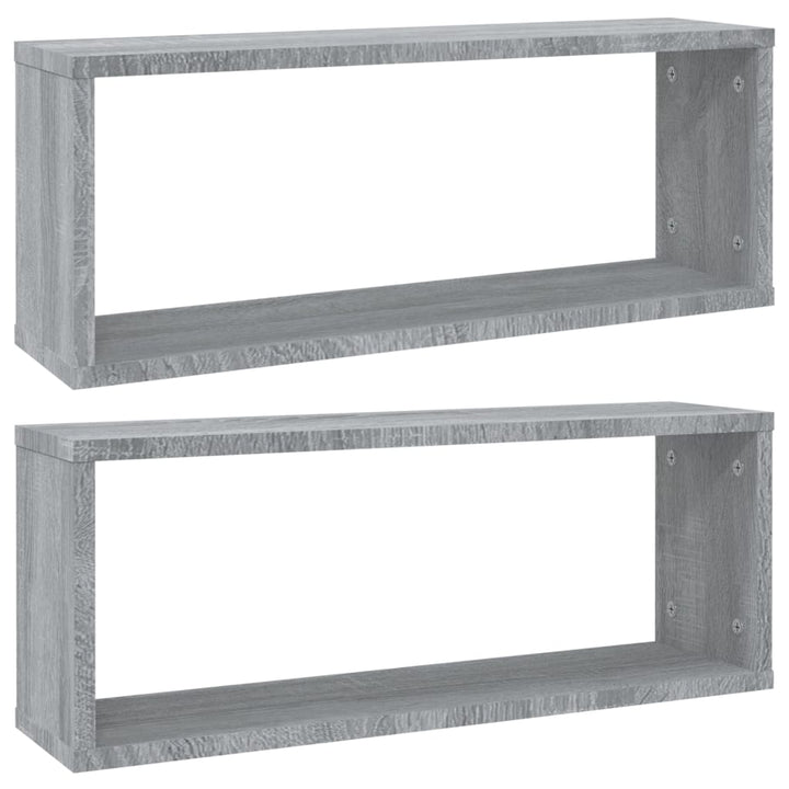 væghylder 2 stk. 60x15x23 cm konstrueret træ grå sonoma-eg