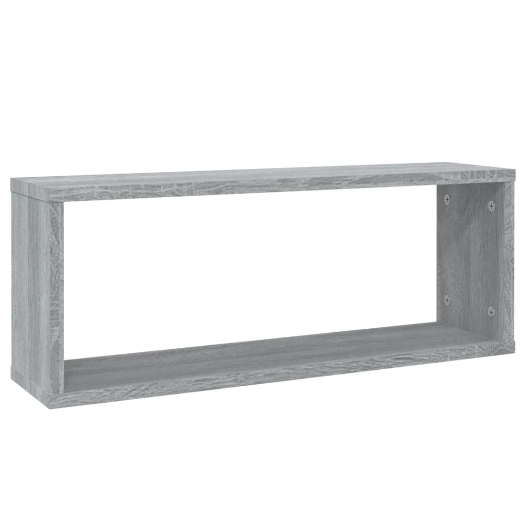 væghylder 2 stk. 60x15x23 cm konstrueret træ grå sonoma-eg