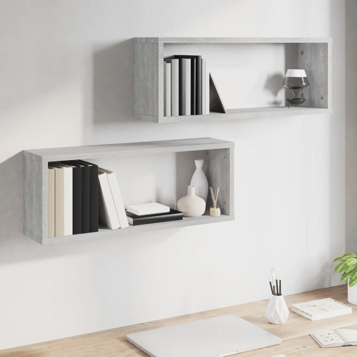 væghylder 2 stk. 60x15x23 cm konstrueret træ grå sonoma-eg