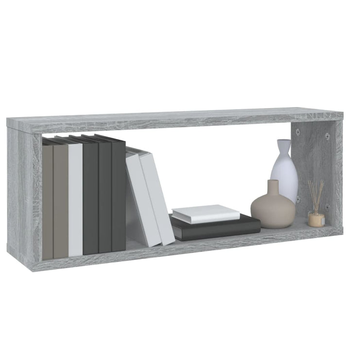 væghylder 2 stk. 60x15x23 cm konstrueret træ grå sonoma-eg