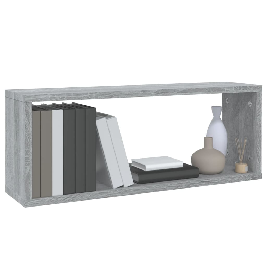 væghylder 2 stk. 60x15x23 cm konstrueret træ grå sonoma-eg