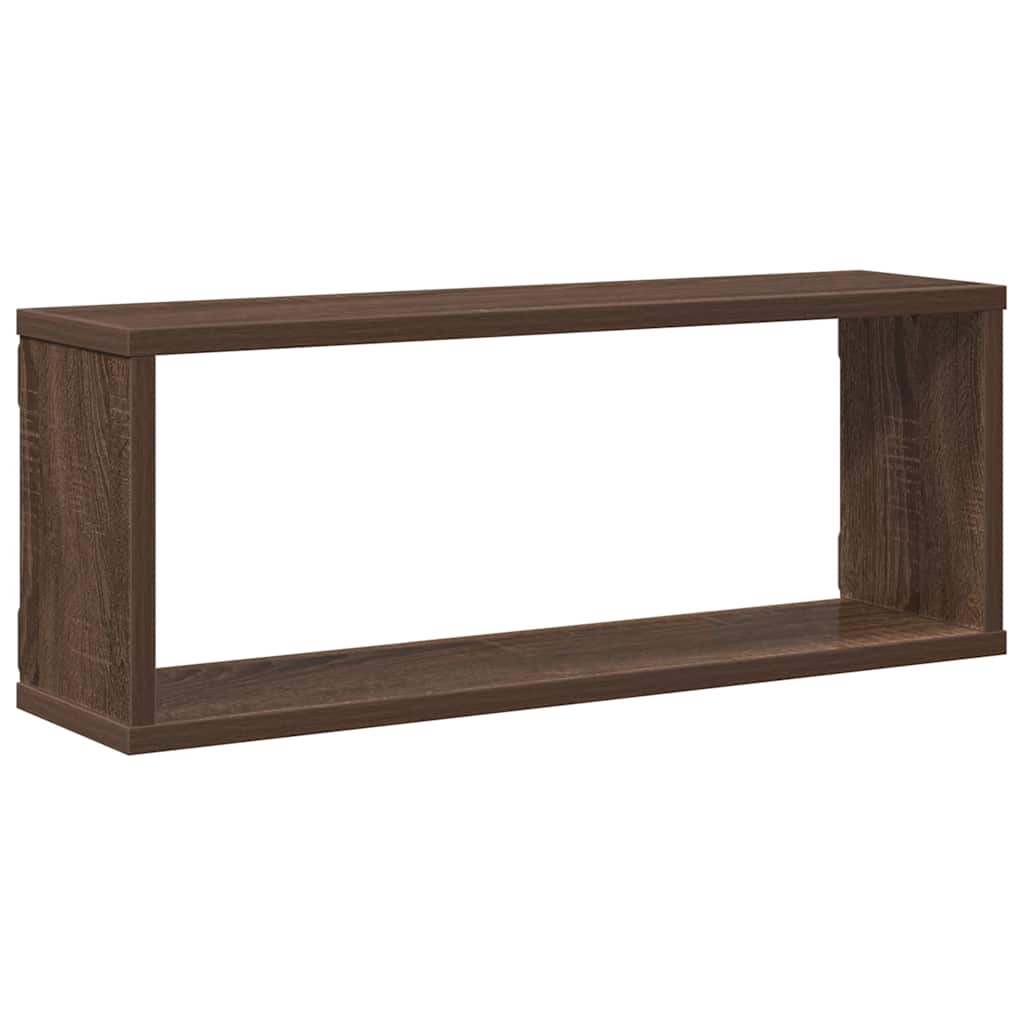 væghylder 4 stk. 60x15x23 cm konstrueret træ brun egetræ