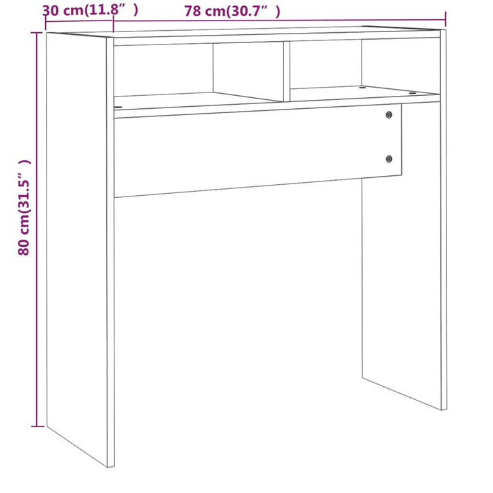 konsolbord 78x30x80 cm konstrueret træ grå sonoma-eg