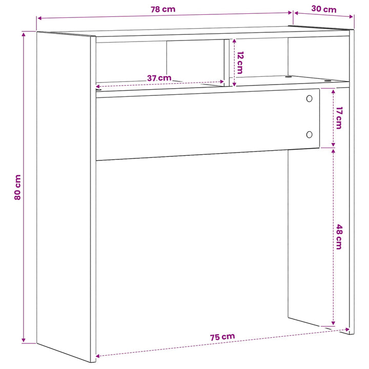 konsolbord 78x30x80 cm konstrueret træ grå sonoma-eg