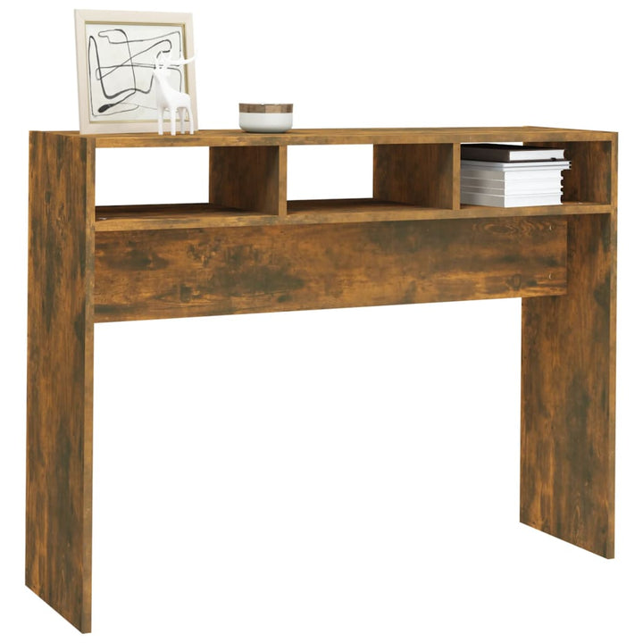 konsolbord 105x30x80 cm konstrueret træ røget egetræsfarve