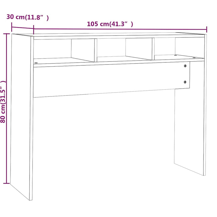 konsolbord 105x30x80 cm konstrueret træ røget egetræsfarve