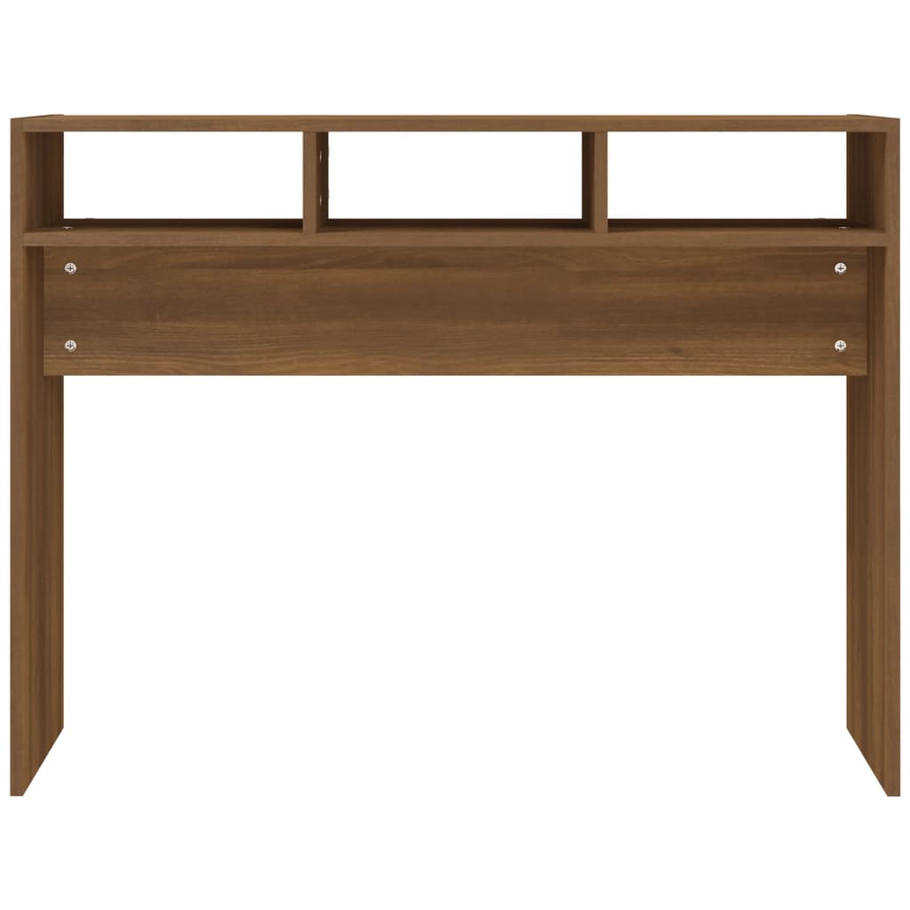 konsolbord 105x30x80 cm konstrueret træ brun egetræsfarve