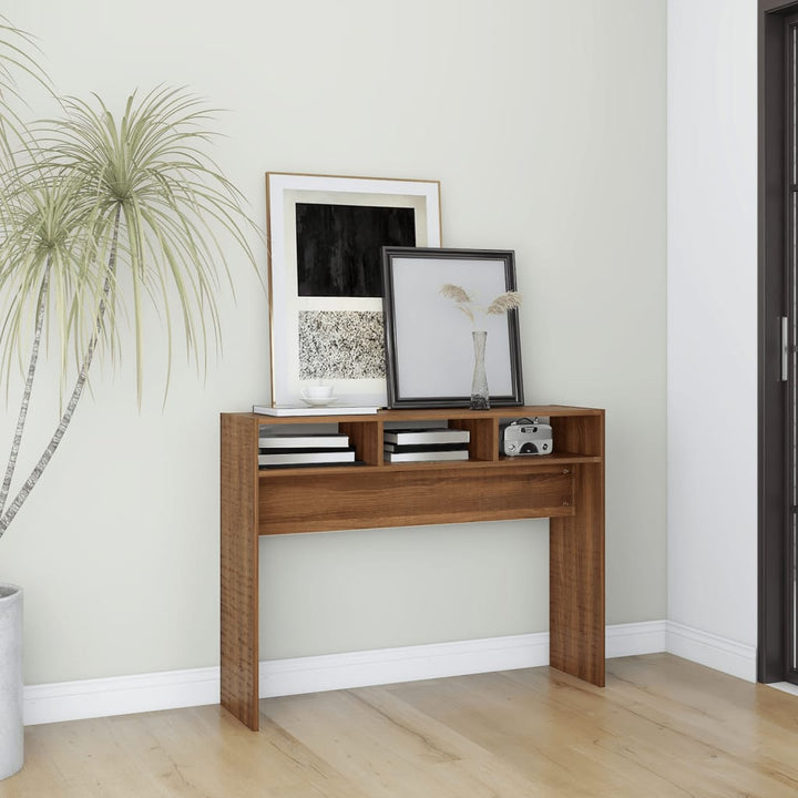 konsolbord 105x30x80 cm konstrueret træ brun egetræsfarve