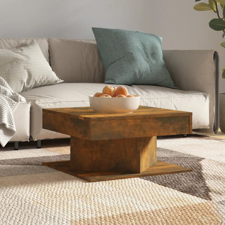 sofabord 57x57x30 cm konstrueret træ røget egetræsfarve