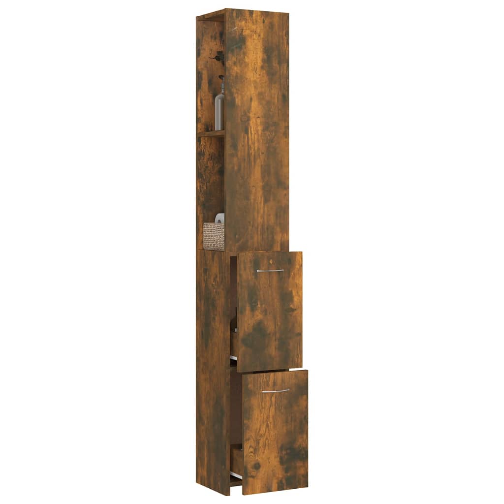 badeværelsesskab 25x26,5x170 cm konstrueret træ røget egetræ