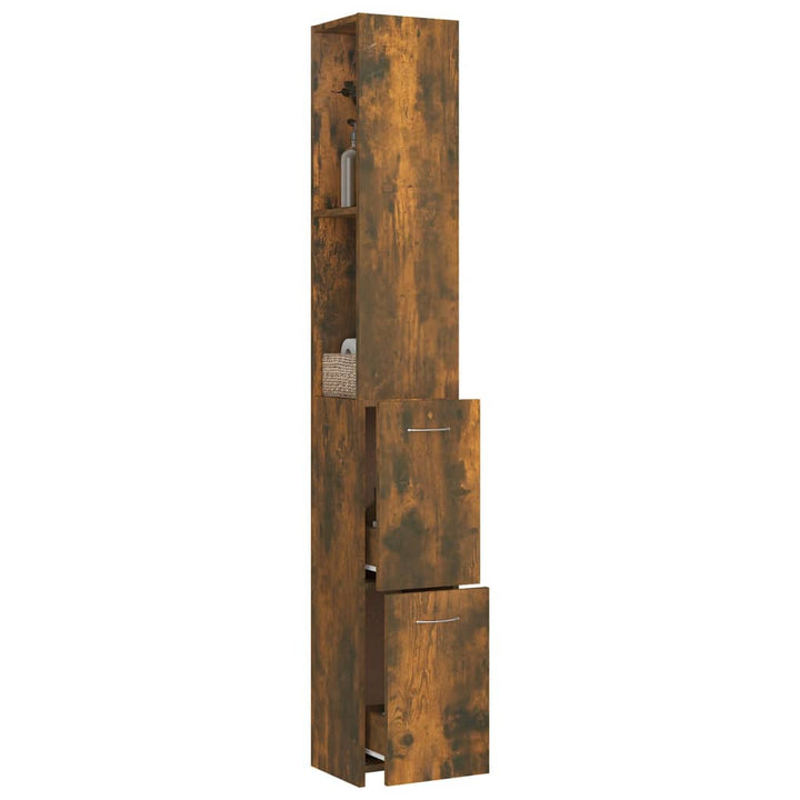 badeværelsesskab 25x26,5x170 cm konstrueret træ røget egetræ