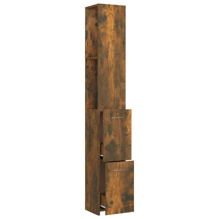 badeværelsesskab 25x26,5x170 cm konstrueret træ røget egetræ