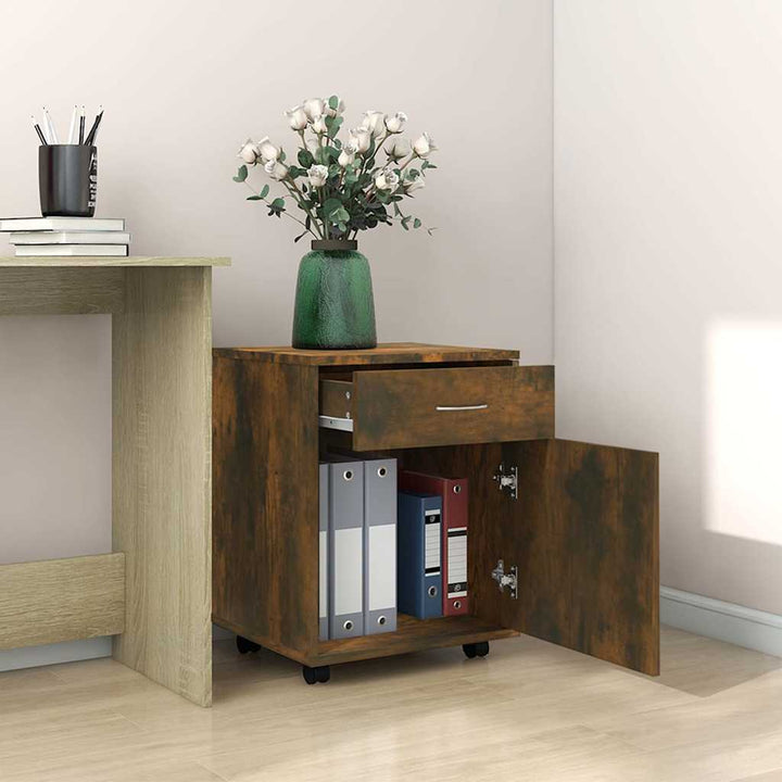 rullebord 45x38x54 cm konstrueret træ røget egetræ