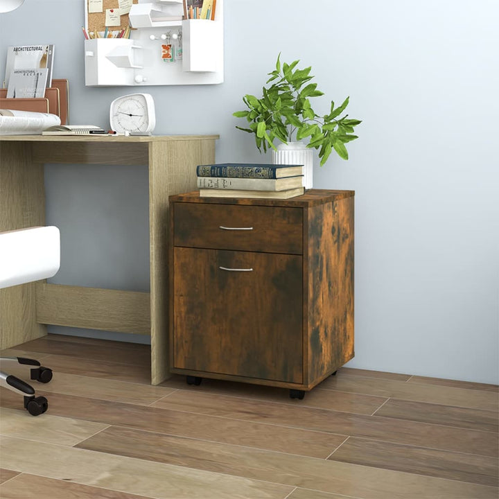 rullebord 45x38x54 cm konstrueret træ røget egetræ